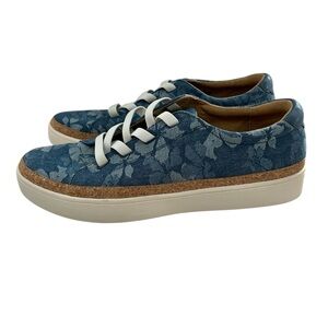 REVITALIGN Hermosa Blue Denim Canvas Floral Slip On Sneakers 11